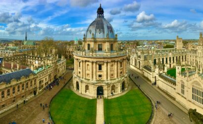historic University of Oxford buildings viewed from above during an Oxford day trip from London
