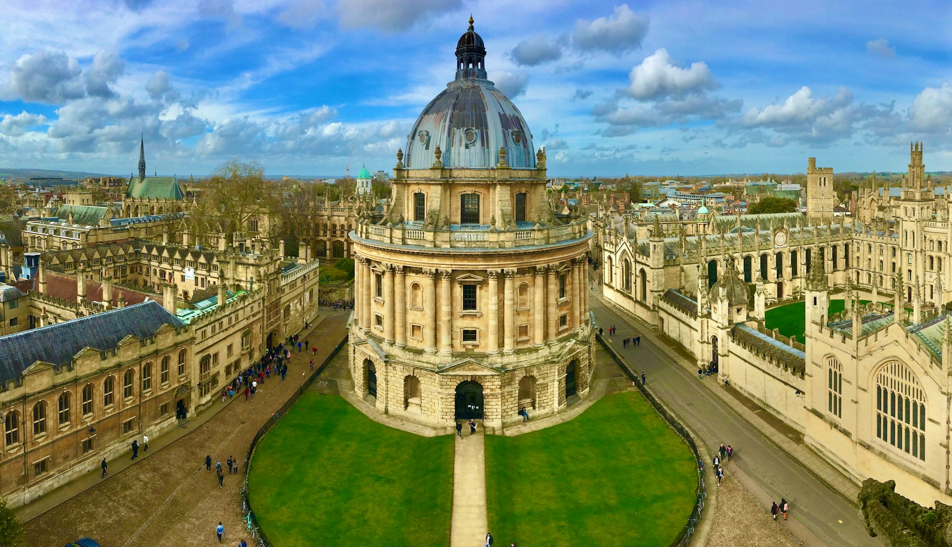 historic University of Oxford buildings viewed from above during an Oxford day trip from London